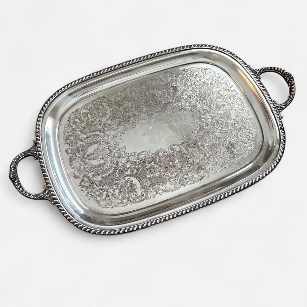 Wallace Melford Silver Plate M251 Serving Tray  23 x 14 double handle MCM